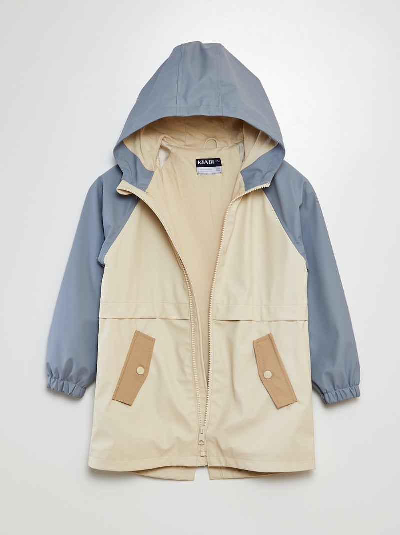 Parka in tela cerata con cappuccio BLU - Kiabi
