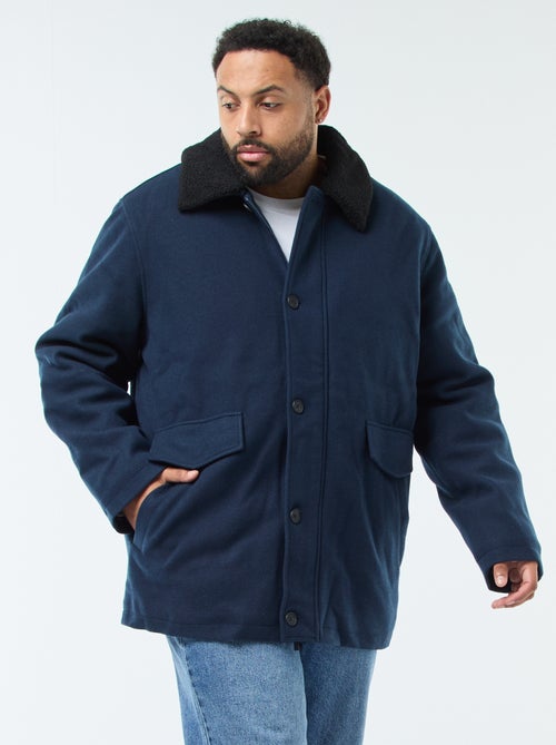 Parka in tessuto di lana con collo effetto montone - Kiabi