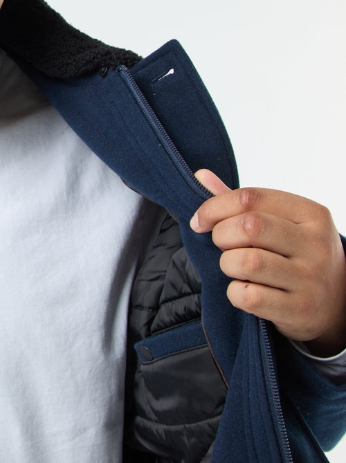 Parka in tessuto di lana con collo effetto montone - Kiabi