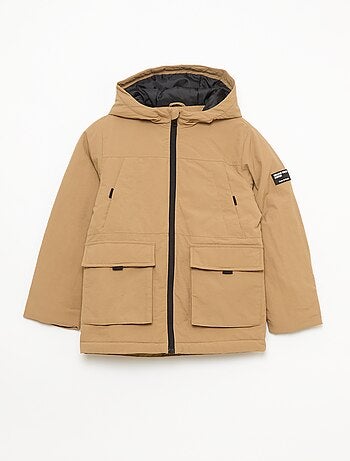 Parka leggera con cappuccio e 2 tasche a soffietto con patta