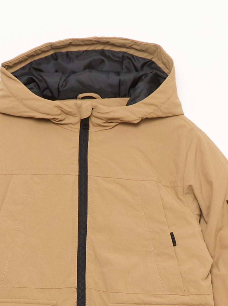 Parka leggera con cappuccio e 2 tasche a soffietto con patta Beige - Kiabi