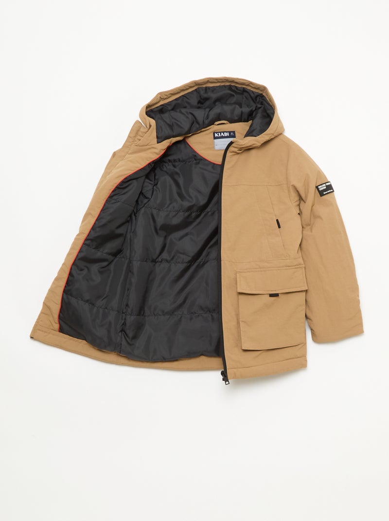 Parka leggera con cappuccio e 2 tasche a soffietto con patta Beige - Kiabi