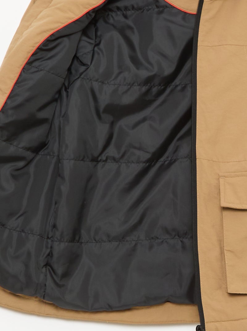 Parka leggera con cappuccio e 2 tasche a soffietto con patta Beige - Kiabi