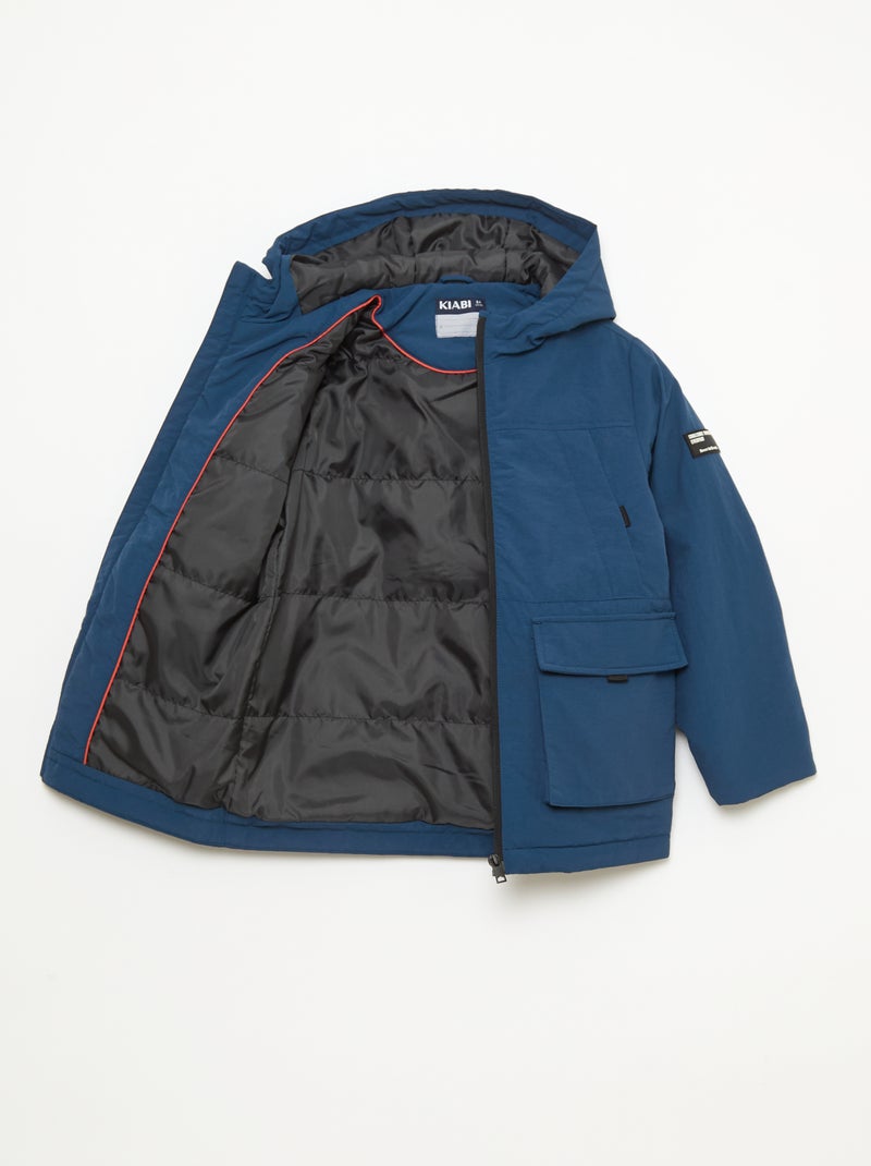 Parka leggera con cappuccio e 2 tasche a soffietto con patta Blu - Kiabi