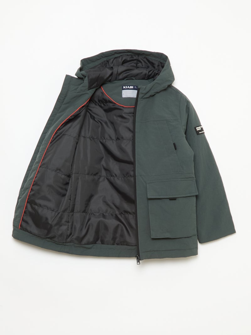 Parka leggera con cappuccio e 2 tasche a soffietto con patta Verde - Kiabi