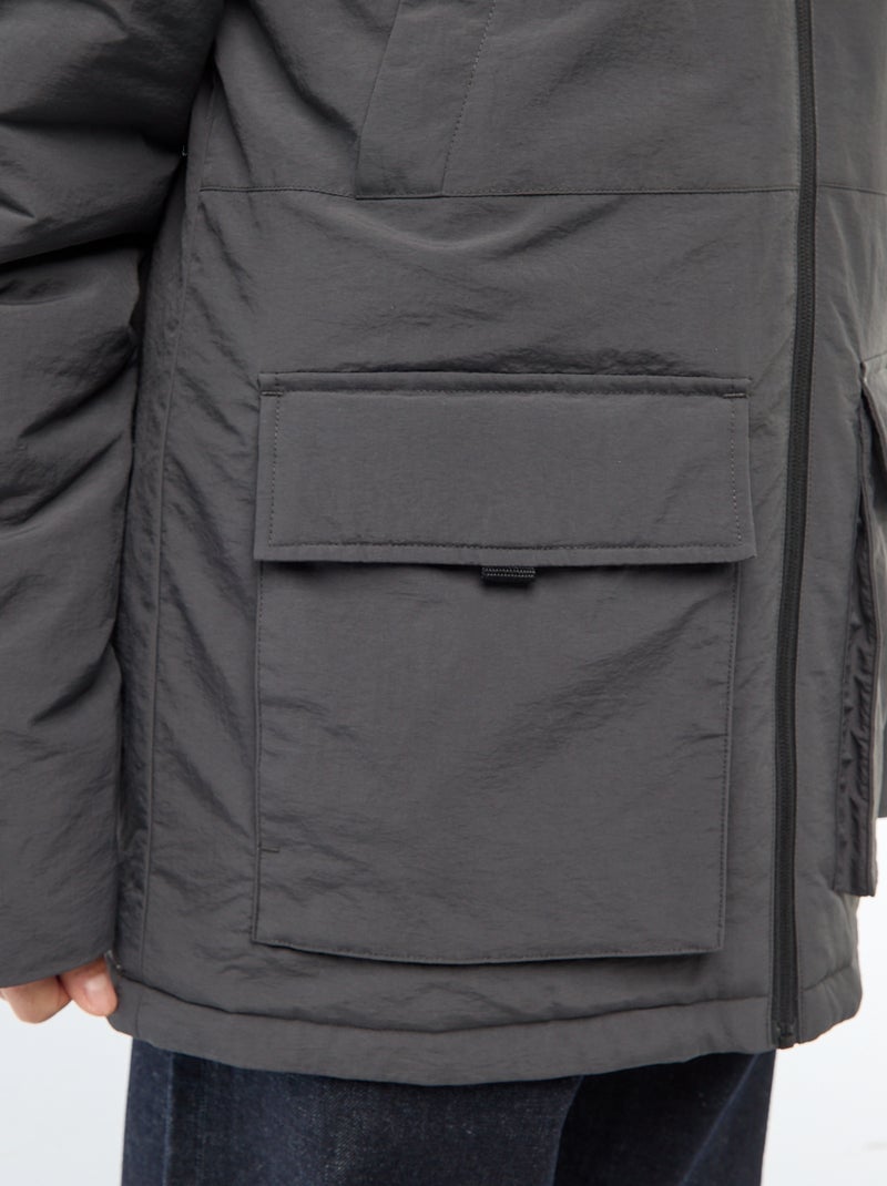 Parka leggera con cappuccio idrorepellente Nero - Kiabi