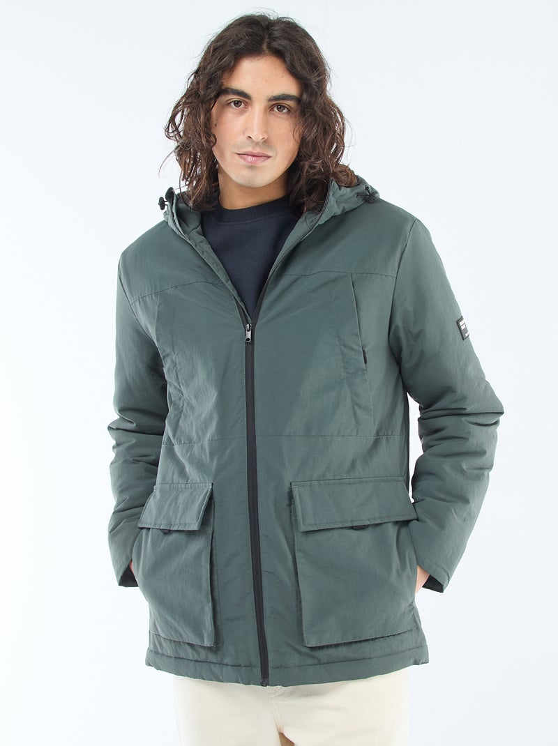 Parka leggera con cappuccio idrorepellente Verde - Kiabi