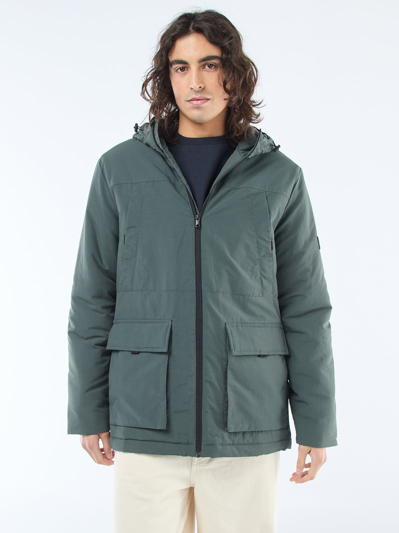 Parka leggera con cappuccio idrorepellente Verde - Kiabi