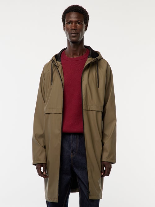 Parka lunga antipioggia con cappuccio - Kiabi