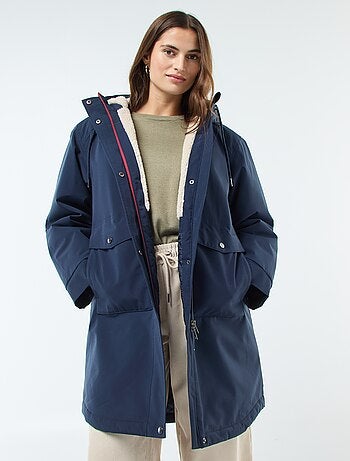 Parka lungo con cappuccio e fodera effetto montone