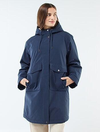 Parka lungo con cappuccio e fodera effetto montone