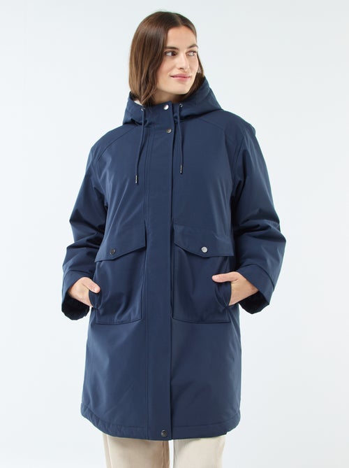 Parka lungo con cappuccio e fodera effetto montone - Kiabi