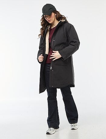 Parka lungo con cappuccio e fodera effetto montone