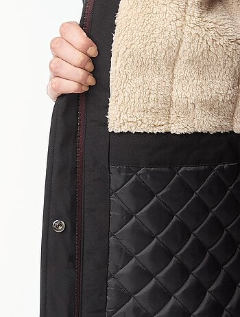Parka lungo con cappuccio e fodera effetto montone