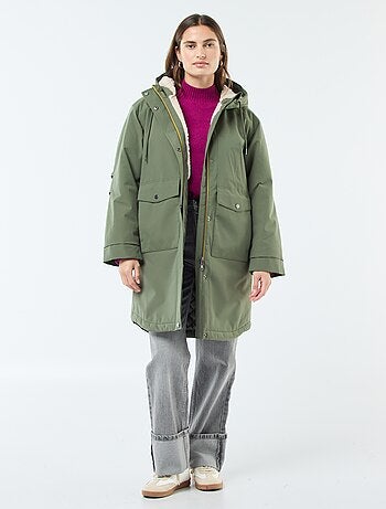 Parka lungo con cappuccio e fodera effetto montone