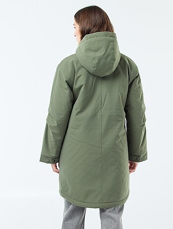 Parka lungo con cappuccio e fodera effetto montone