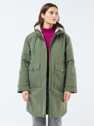 Parka lungo con cappuccio e fodera effetto montone