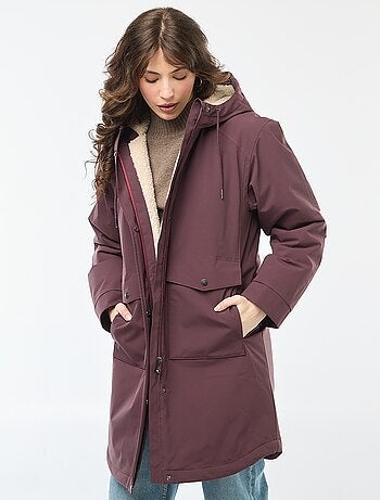 Parka lungo con cappuccio e fodera effetto montone
