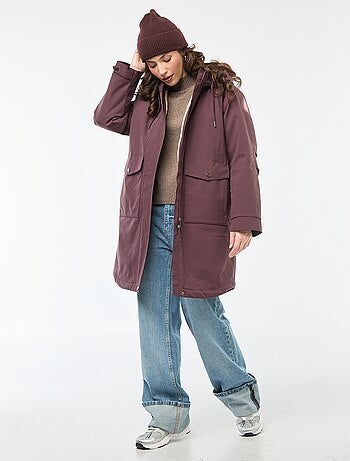 Parka lungo con cappuccio e fodera effetto montone