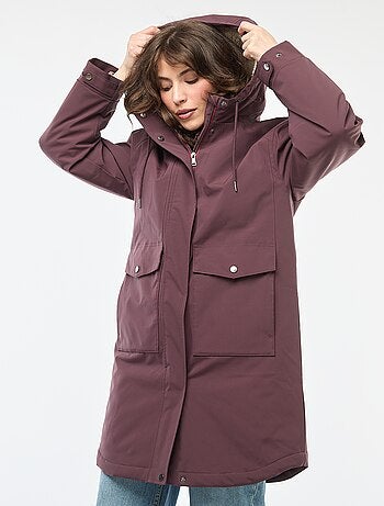 Parka lungo con cappuccio e fodera effetto montone