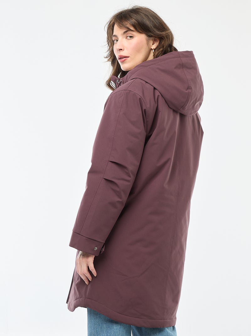 Parka lungo con cappuccio e fodera effetto montone Viola - Kiabi