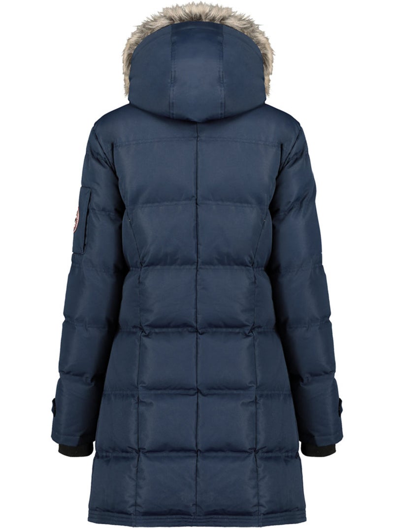 Parka lungo con cappuccio in pelliccia sintetica axelus – canadian peak Blu marino - Kiabi