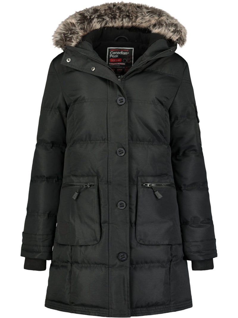 Parka lungo con cappuccio in pelliccia sintetica axelus – canadian peak Nero - Kiabi