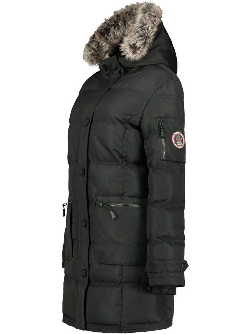 Parka lungo con cappuccio in pelliccia sintetica axelus – canadian peak Nero - Kiabi