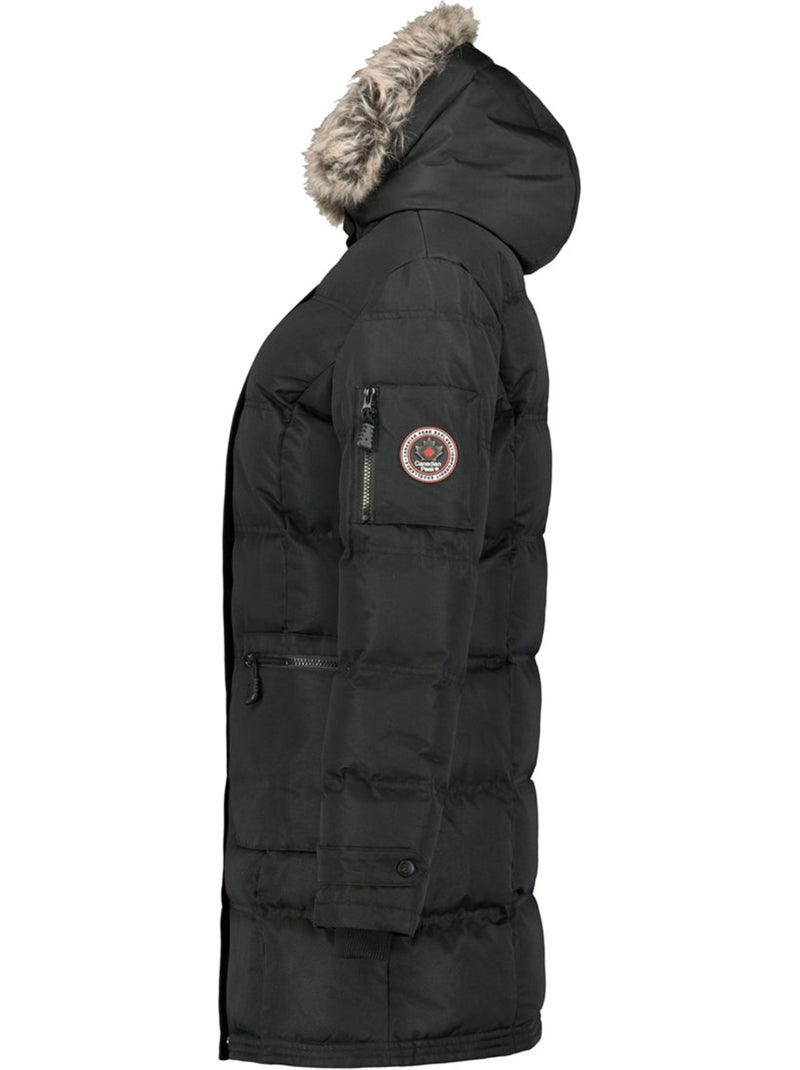 Parka lungo con cappuccio in pelliccia sintetica axelus – canadian peak Nero - Kiabi