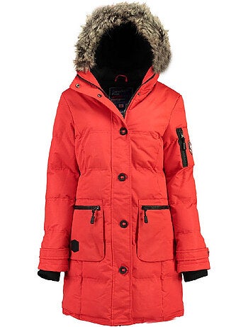 Parka lungo con cappuccio in pelliccia sintetica axelus – canadian peak