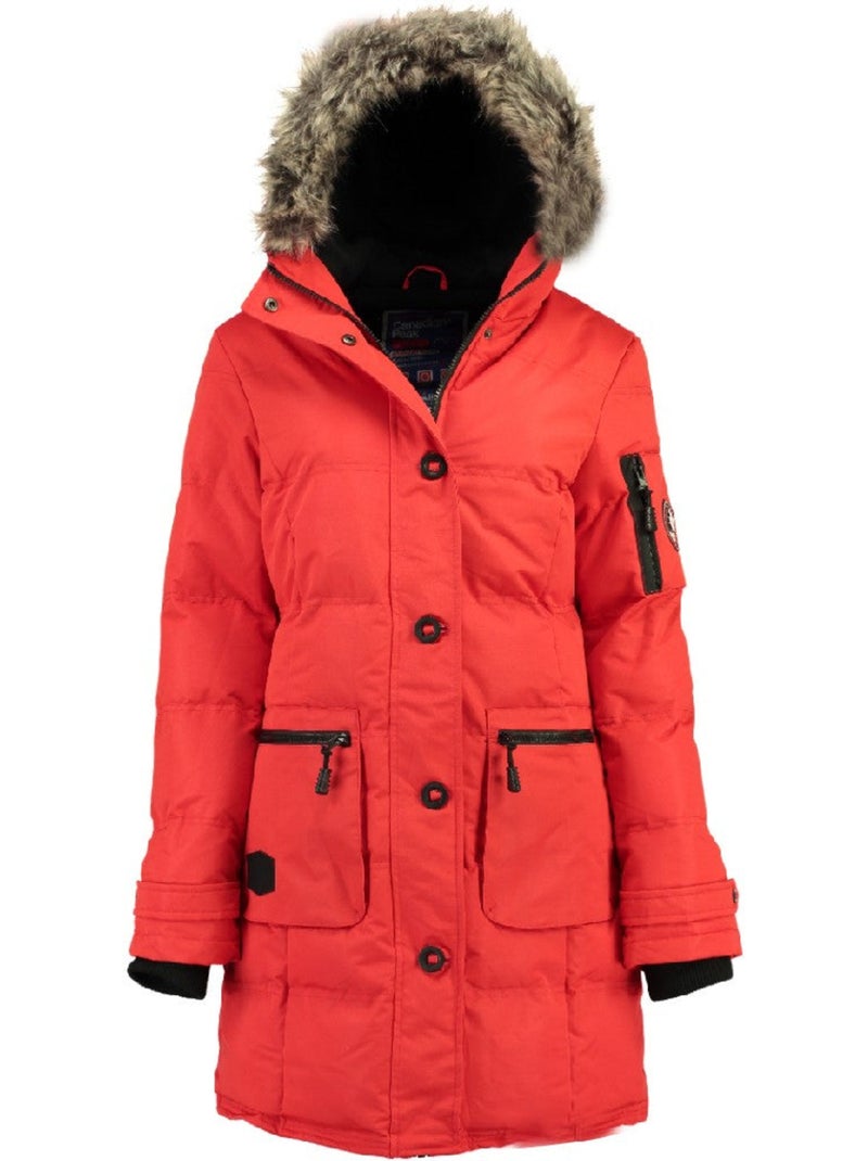 Parka lungo con cappuccio in pelliccia sintetica axelus – canadian peak Rosso - Kiabi