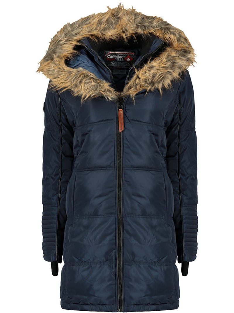 Parka lungo con cappuccio in pelliccia sintetica beauty – canadian peak Blu marino - Kiabi