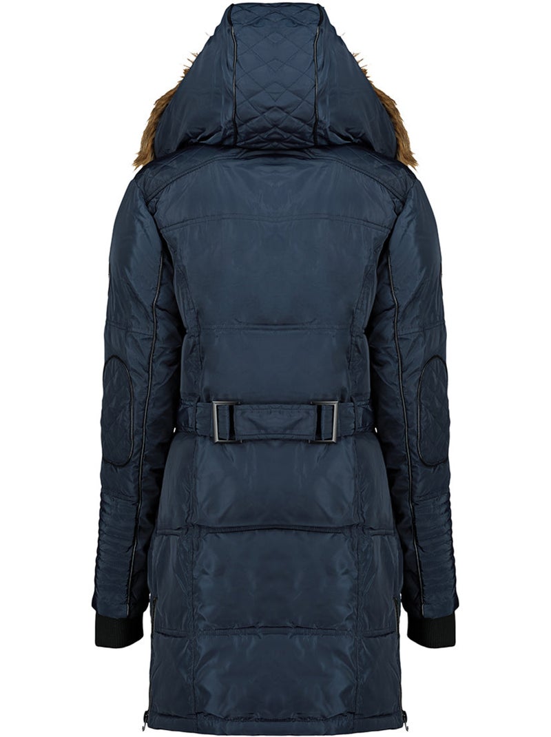 Parka lungo con cappuccio in pelliccia sintetica beauty – canadian peak Blu marino - Kiabi