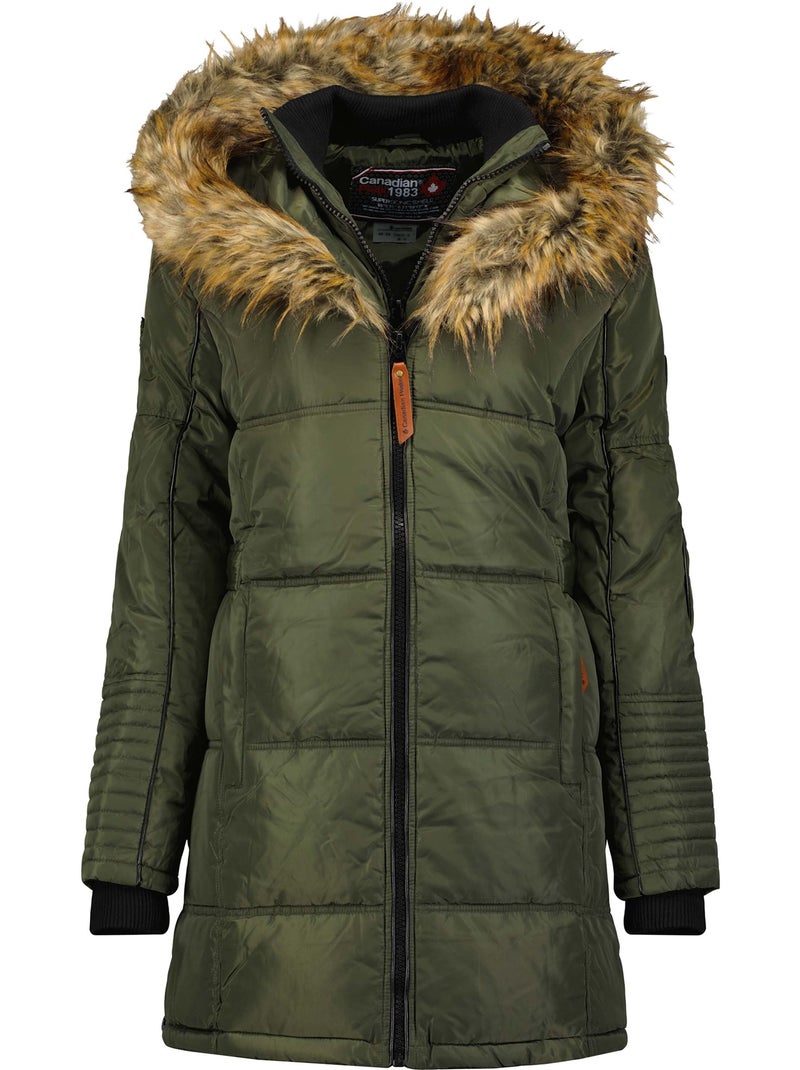 Parka lungo con cappuccio in pelliccia sintetica beauty – canadian peak Cachi - Kiabi