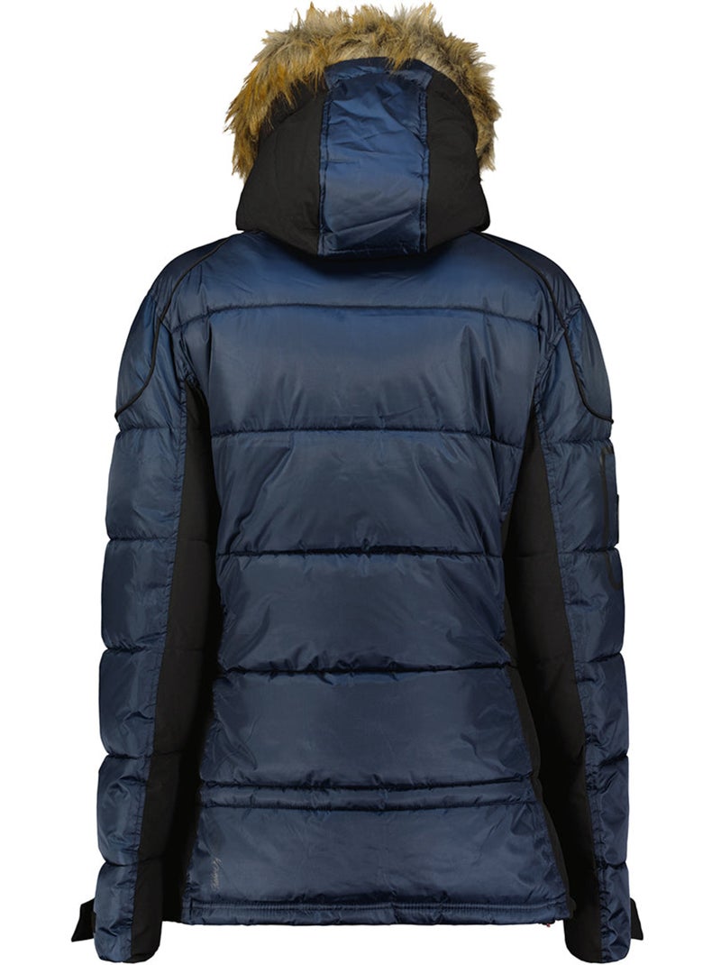 Parka lungo con cappuccio in pelliccia sintetica bersileak – canadian peak Blu marino - Kiabi