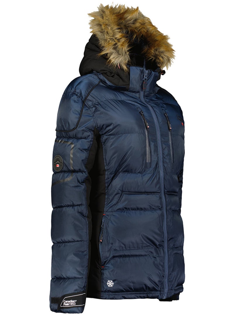 Parka lungo con cappuccio in pelliccia sintetica bersileak – canadian peak Blu marino - Kiabi