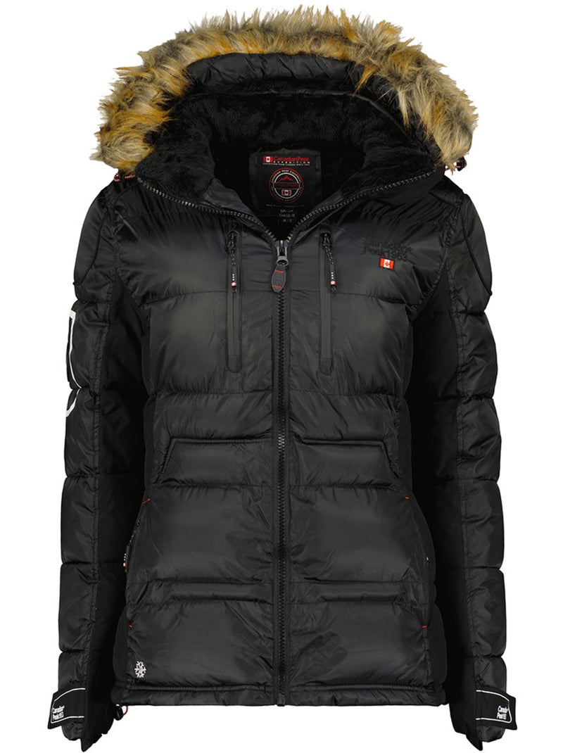 Parka lungo con cappuccio in pelliccia sintetica bersileak – canadian peak Nero - Kiabi