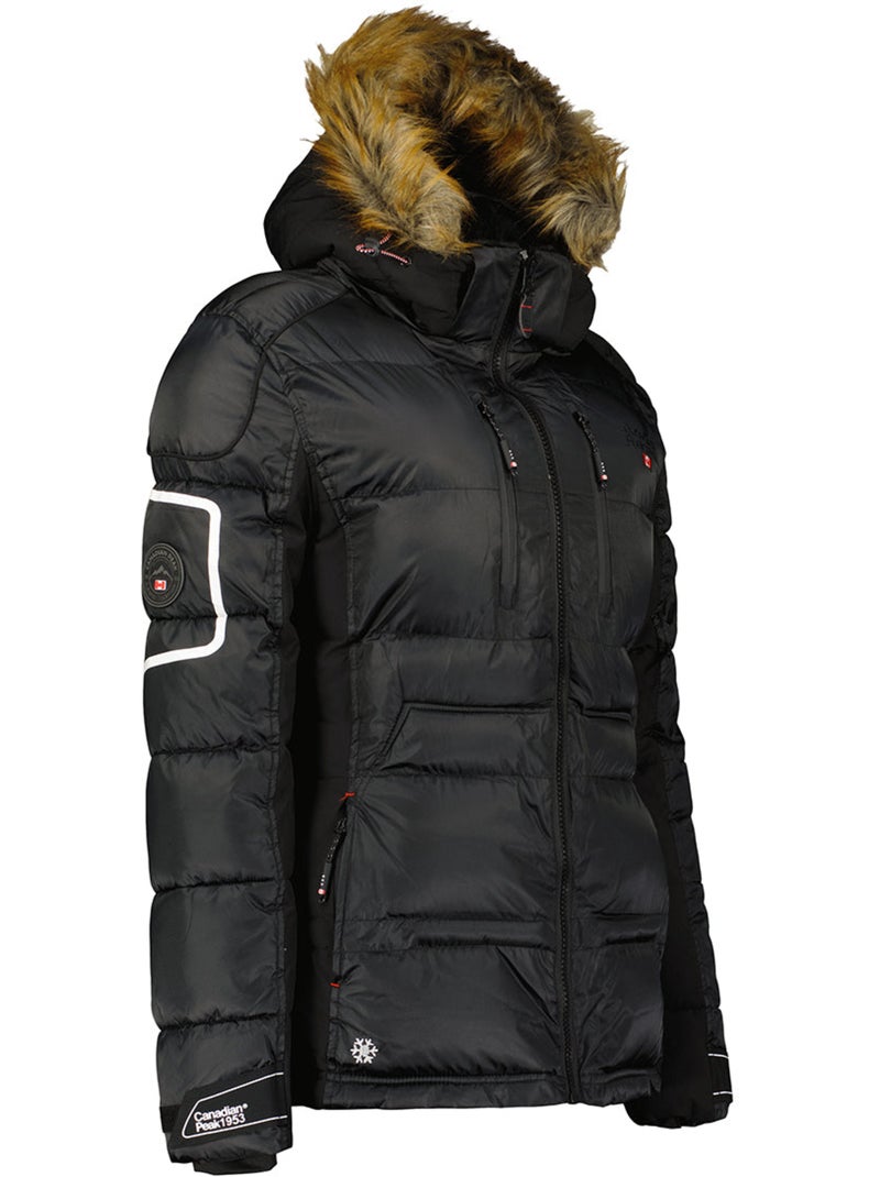 Parka lungo con cappuccio in pelliccia sintetica bersileak – canadian peak Nero - Kiabi