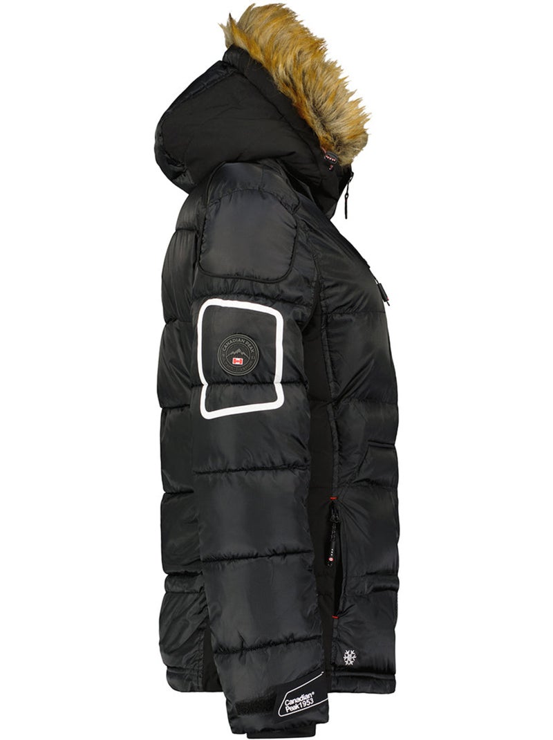 Parka lungo con cappuccio in pelliccia sintetica bersileak – canadian peak Nero - Kiabi