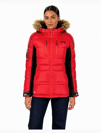 Parka lungo con cappuccio in pelliccia sintetica bersileak – canadian peak