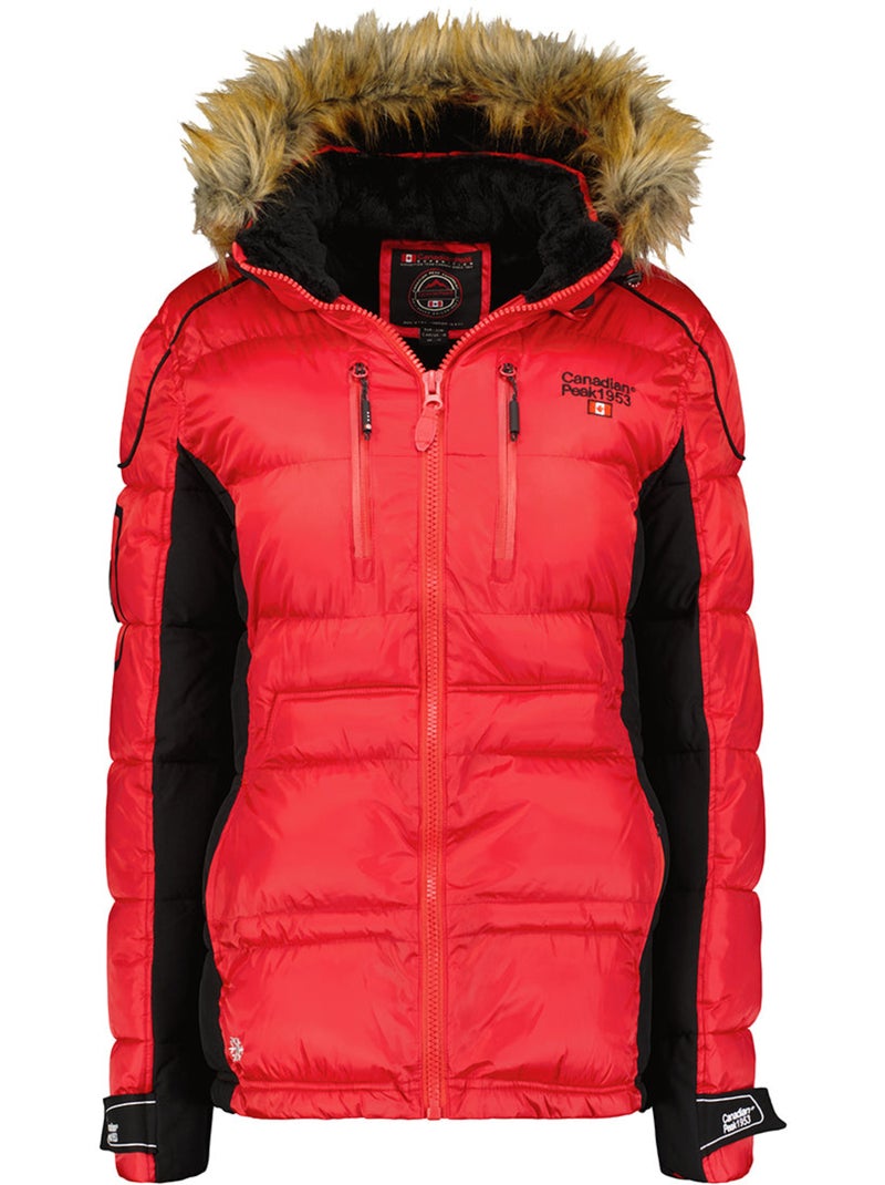 Parka lungo con cappuccio in pelliccia sintetica bersileak – canadian peak Rosso - Kiabi
