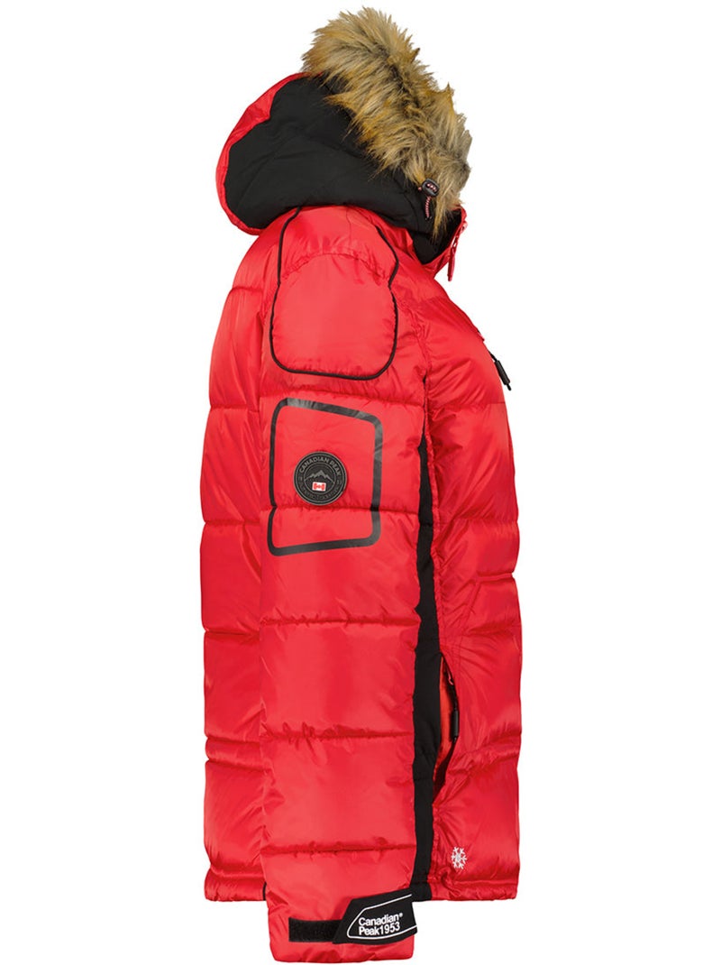 Parka lungo con cappuccio in pelliccia sintetica bersileak – canadian peak Rosso - Kiabi