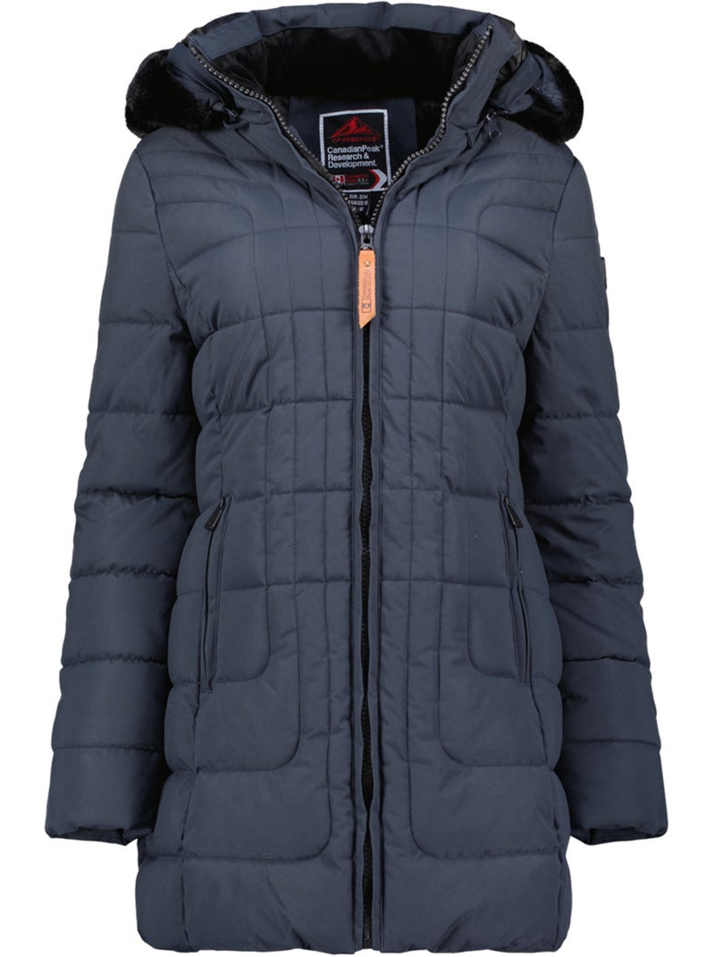 Parka lungo con cappuccio in pelliccia sintetica braceleak – canadian peak Blu marino - Kiabi