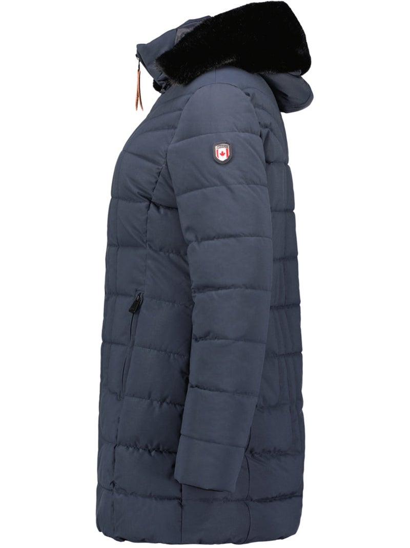 Parka lungo con cappuccio in pelliccia sintetica braceleak – canadian peak Blu marino - Kiabi