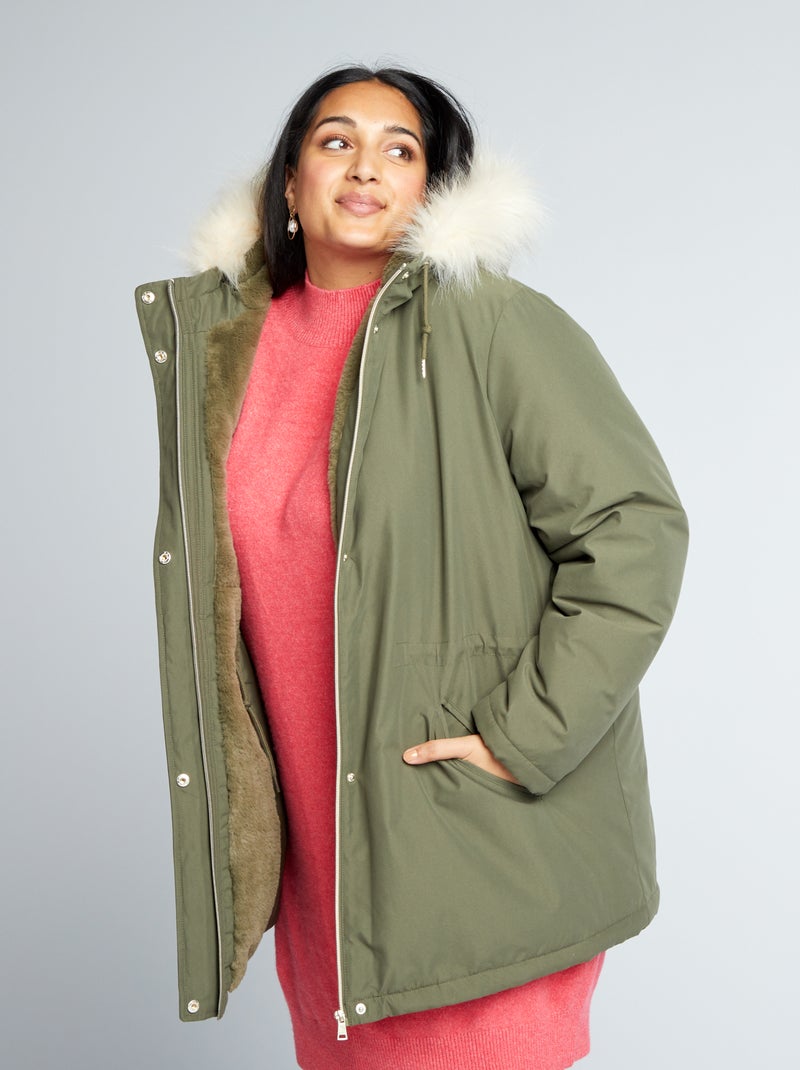 Parka lungo con cappuccio KAKI - Kiabi