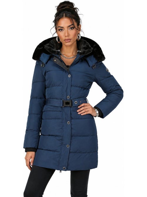 Parka lungo con cappuccio removibile in pelliccia sintetica bettineak – canadian peak - Kiabi