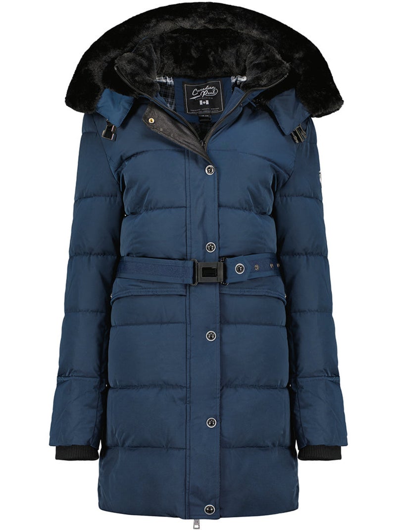 Parka lungo con cappuccio removibile in pelliccia sintetica bettineak – canadian peak Blu marino - Kiabi