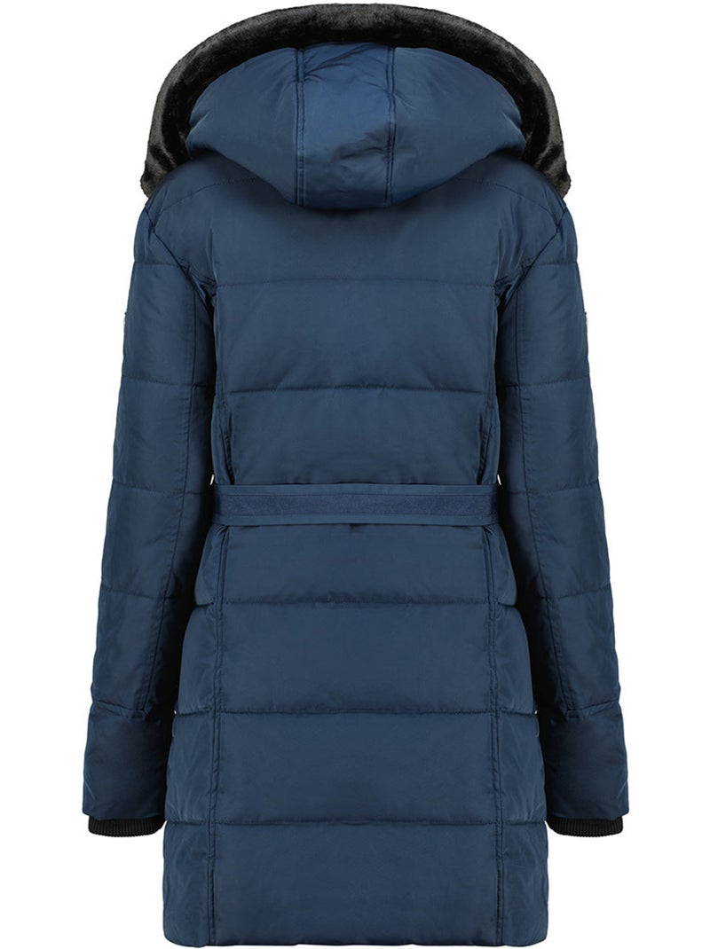 Parka lungo con cappuccio removibile in pelliccia sintetica bettineak – canadian peak Blu marino - Kiabi