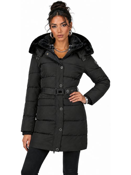 Parka lungo con cappuccio removibile in pelliccia sintetica bettineak – canadian peak - Kiabi