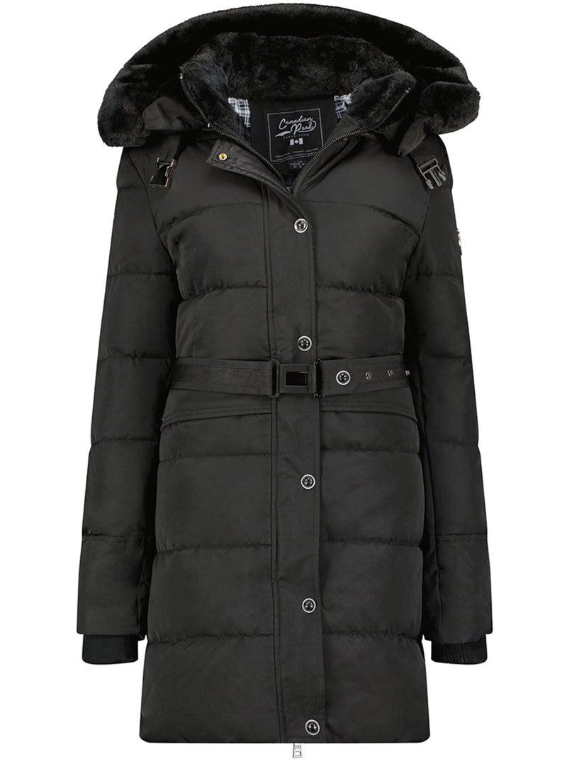 Parka lungo con cappuccio removibile in pelliccia sintetica bettineak – canadian peak Nero - Kiabi